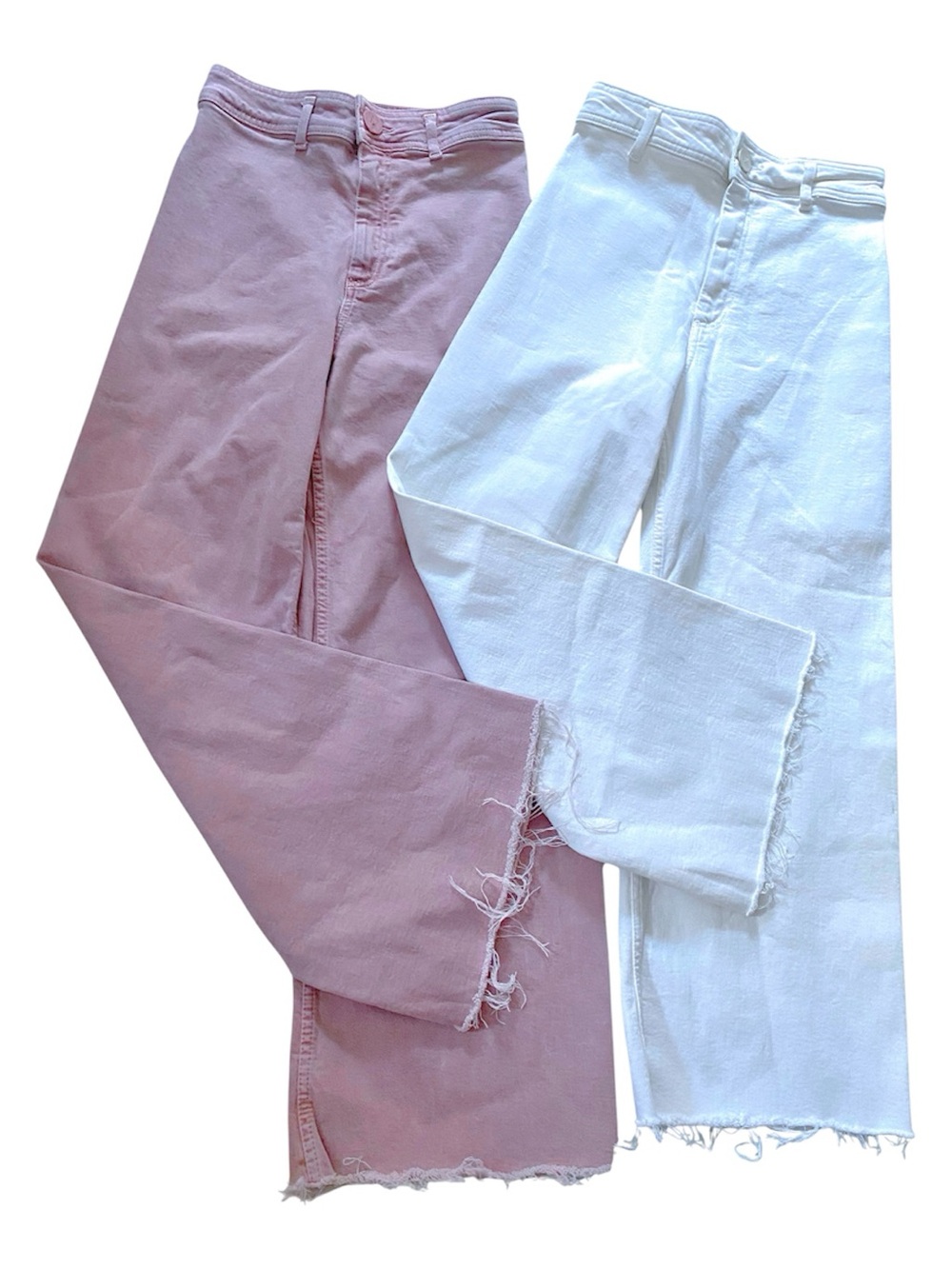 ZARA Jeans 2-Lot Womens 4/26 The Marine Straight Fray Hems~One Crop/One Regular